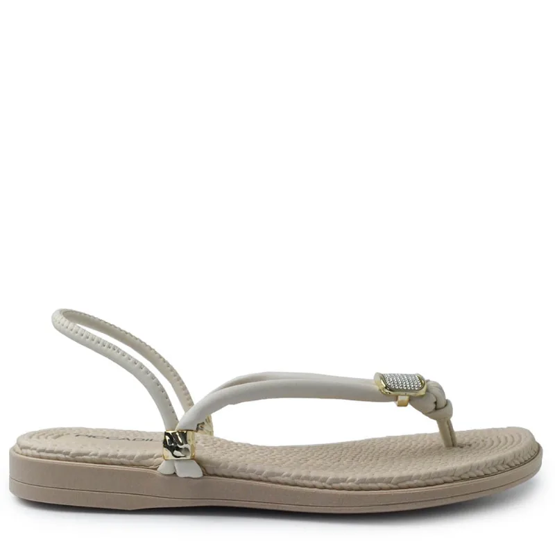 Sandália Rasteira Piccadilly Feminina 513039 05 NP OFF WHITE 36