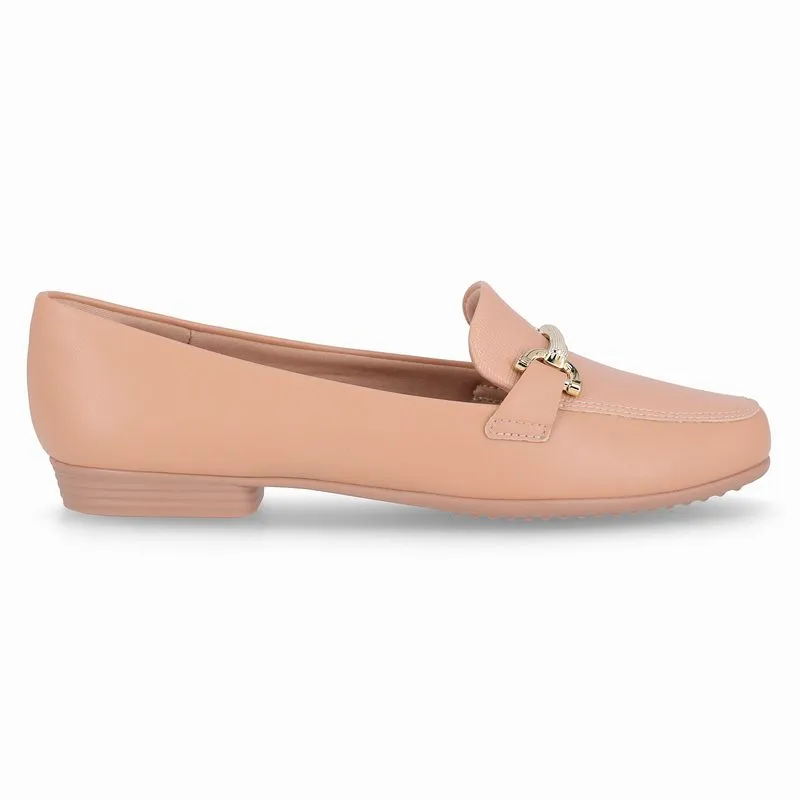 Loafer Raquel Salto Baixo Nude Claro 40