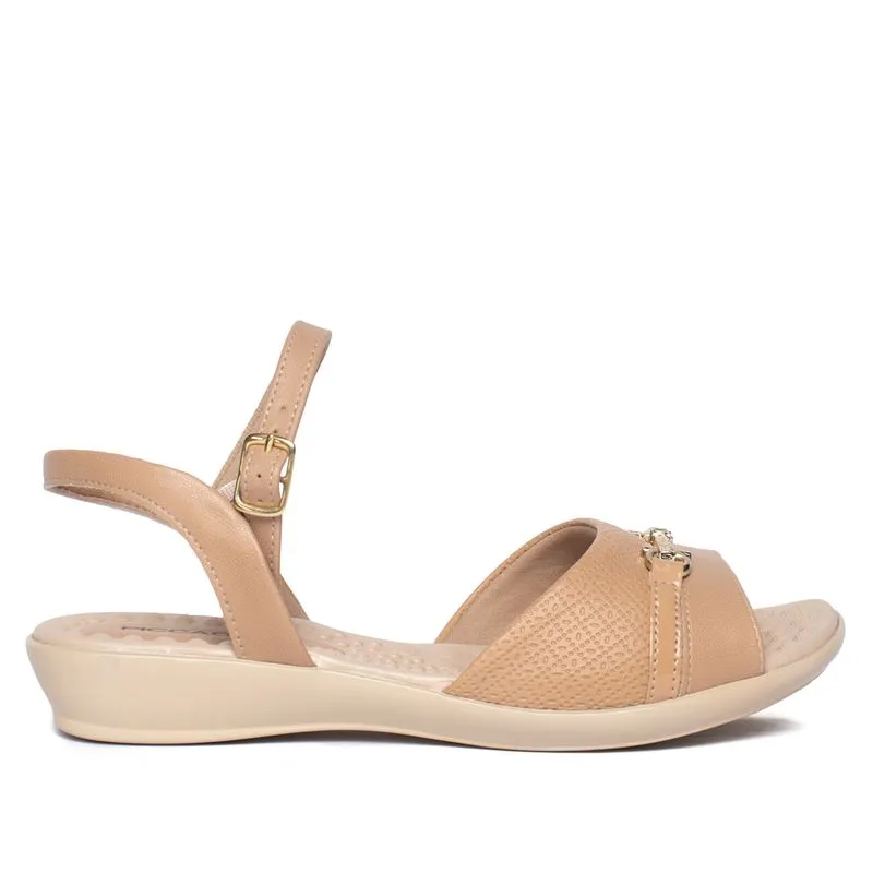 Sandália Feminina Piccadilly Rasteira Napa Wide Fit Nude - 38