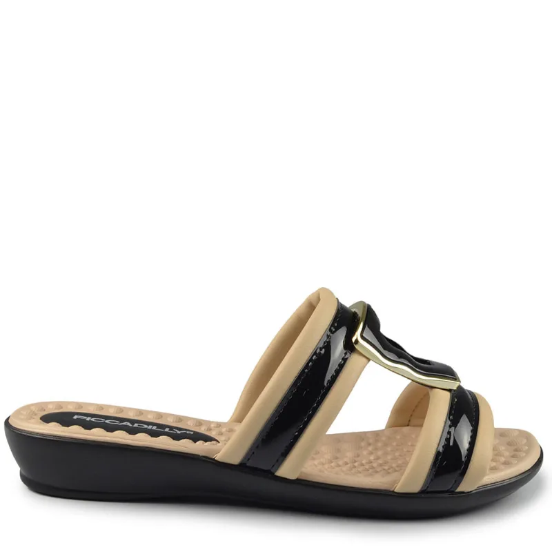 Tamanco Piccadilly Feminino 500407 02 NP BRULE/VZ PRETO 35
