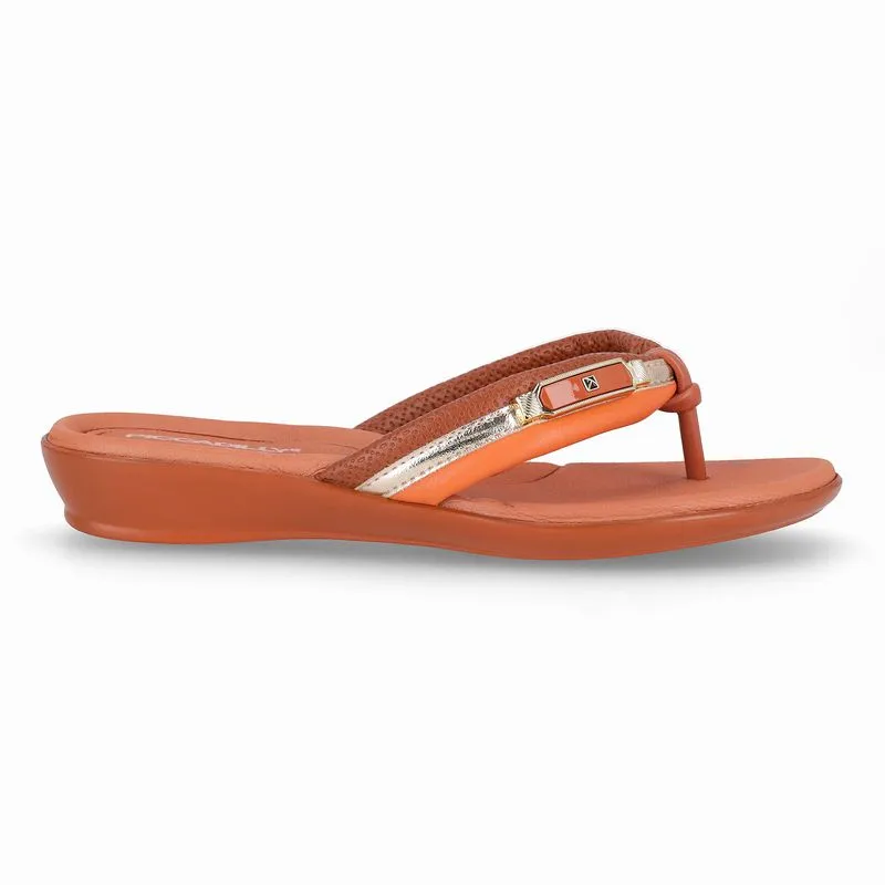 Chinelo Camila Rasteira Ocre com Laranja 35