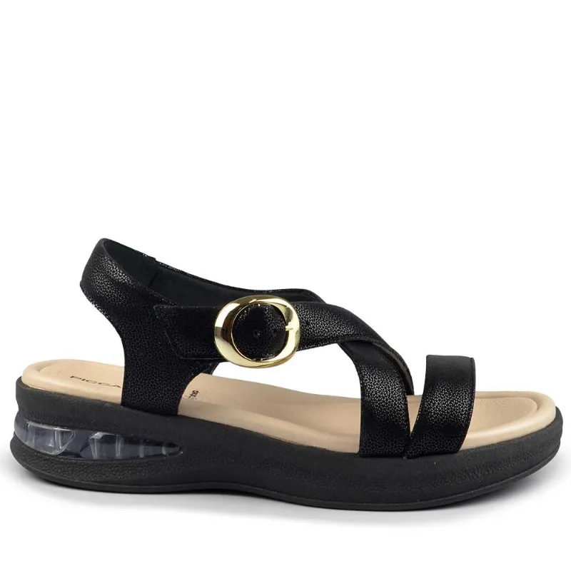 Sandália Anabela Salto Médio Piccadilly Feminino 599006 03 STRECH PRETO 37