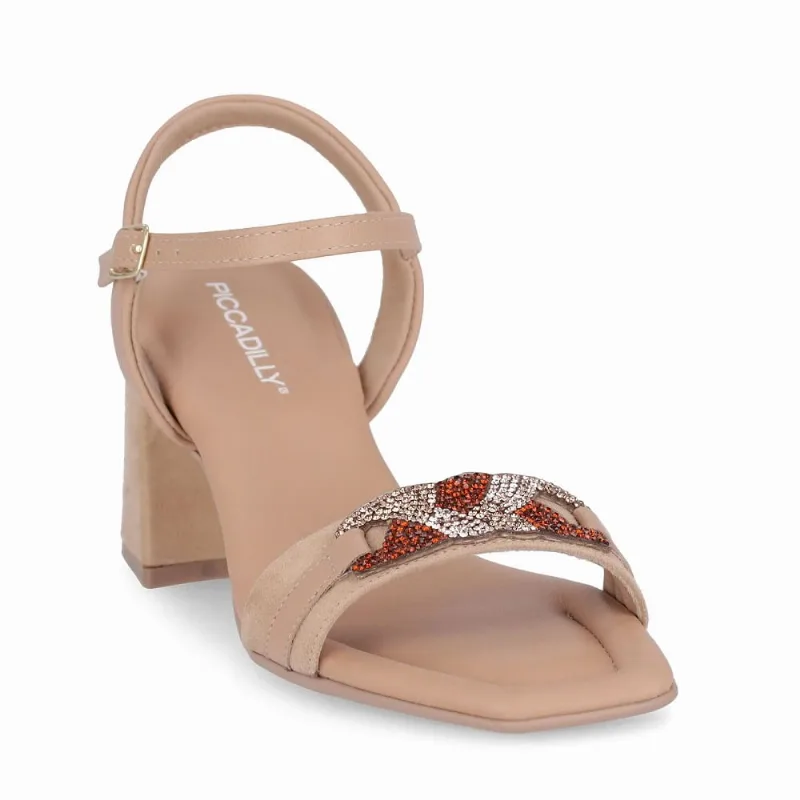Sandália Feminina Piccadilly Salto Alto Bege Claro 626054-3 34 / Bege