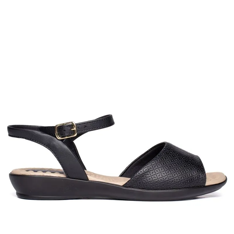 Sandália Feminina Piccadilly Rasteira Wide Fit Napa Preto - 35