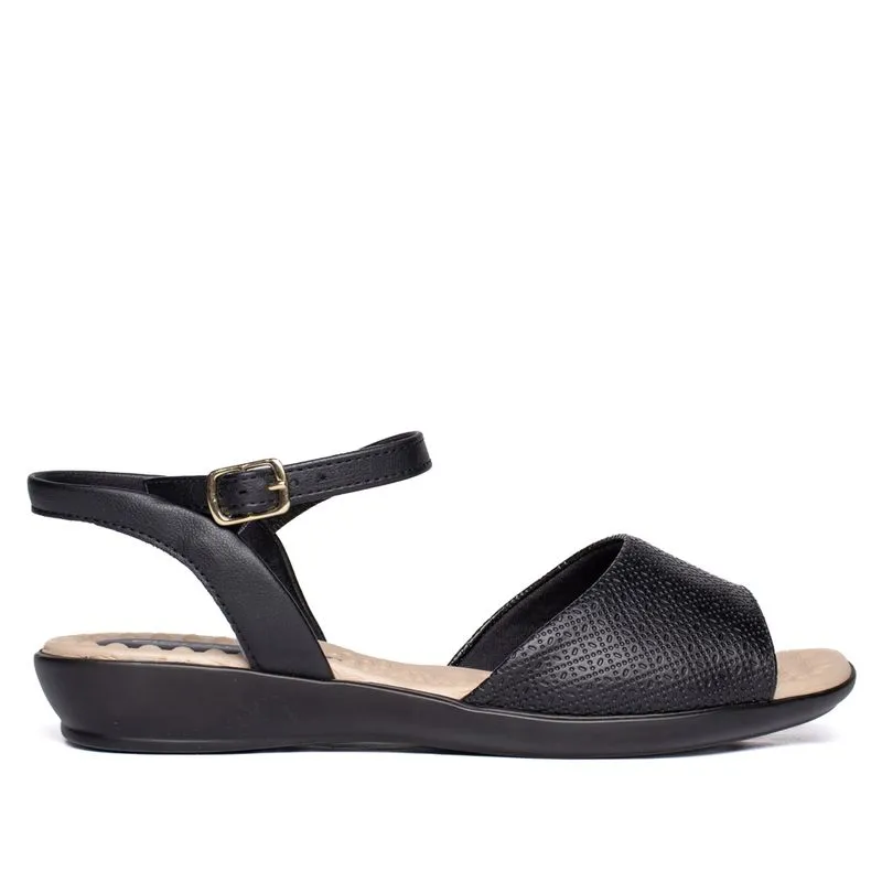Sandália Feminina Piccadilly Rasteira Wide Fit Napa Preto - 38