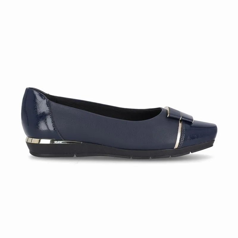 PICCADILLY MAXI - Sapatilha Fernanda Salto Baixo Navy com Ouro 40