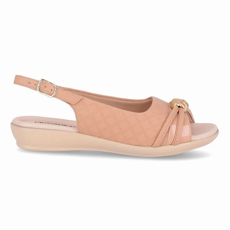 Sandália Slingback Camila Rasteira Nude Claro 33