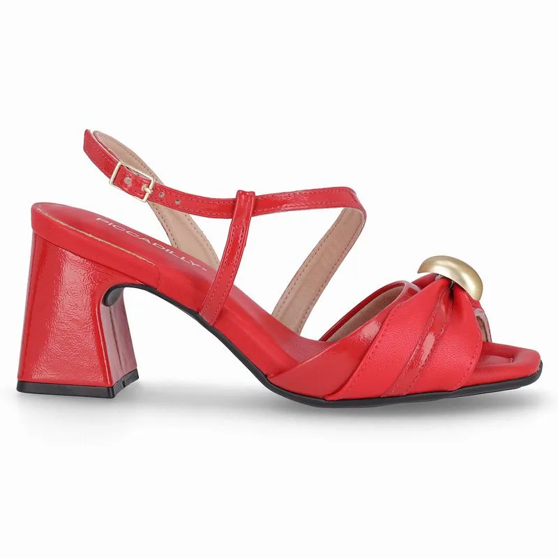 Sandália Flavia Salto Alto Vermelho 35