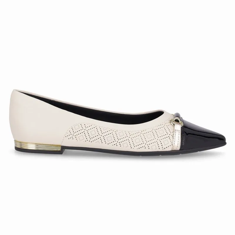 Sapatilha Ana Off White com Preto 33