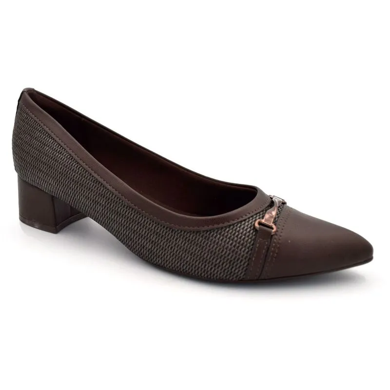 Scarpin de Salto Bloco Feminino Piccadilly Marrom 739099 33