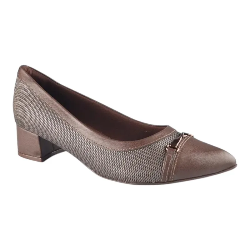 Sapato Fem Piccadilly Scarpin Napa Tecido Marrom 739099-1 37 / Marrom