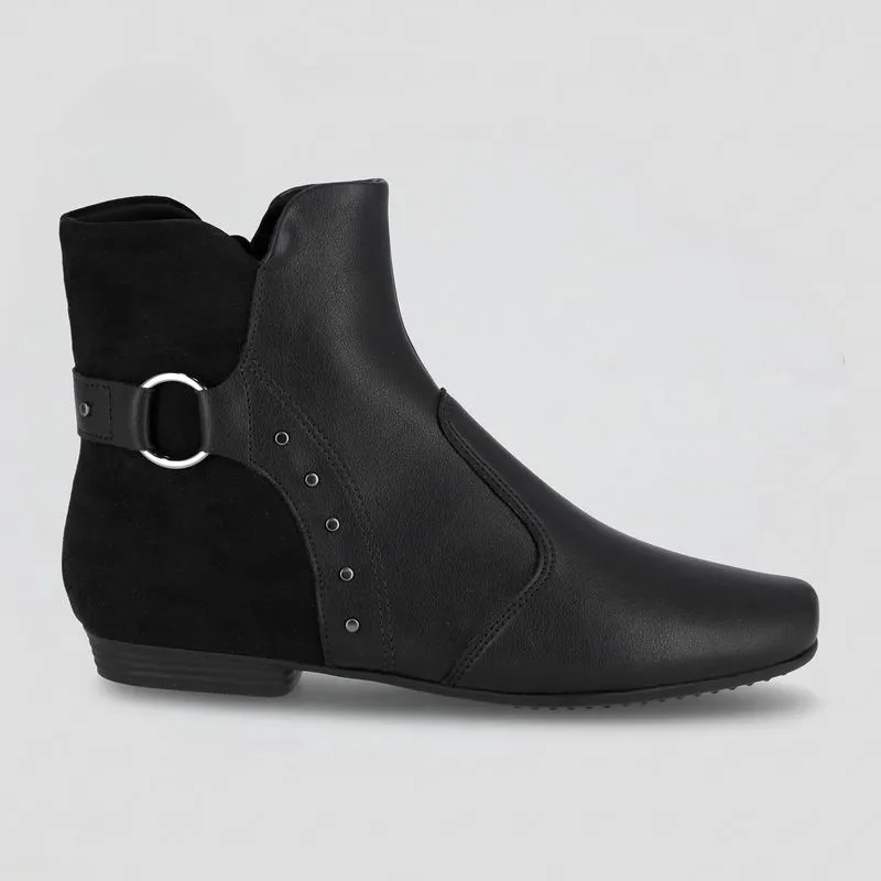 Bota Raquel Cano Curto Salto Baixo Preto 40