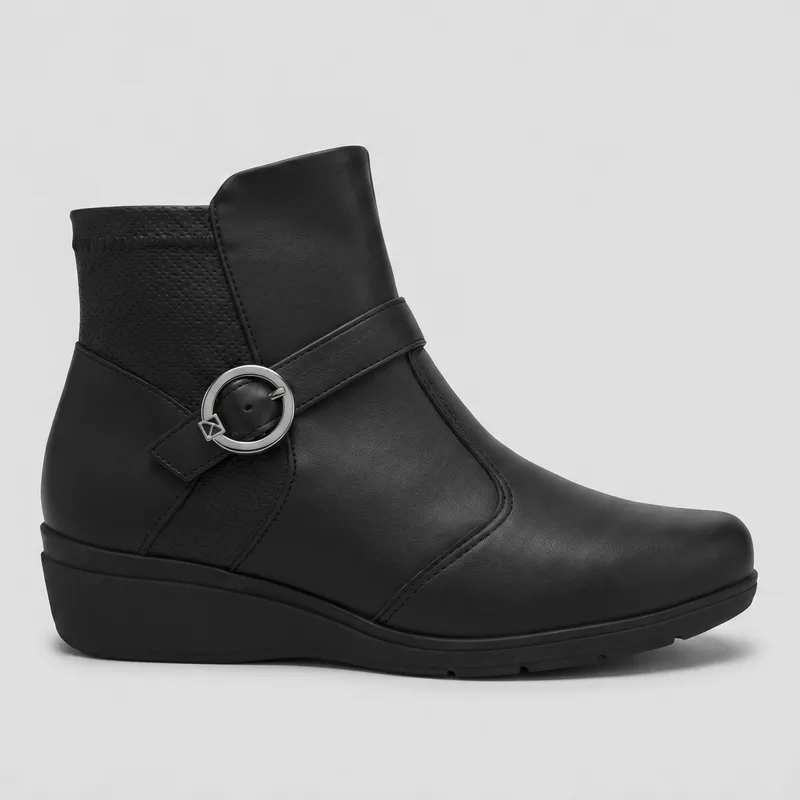 PICCADILLY MAXI - Bota Beth Cano Curto Anabela Médio Preto 34