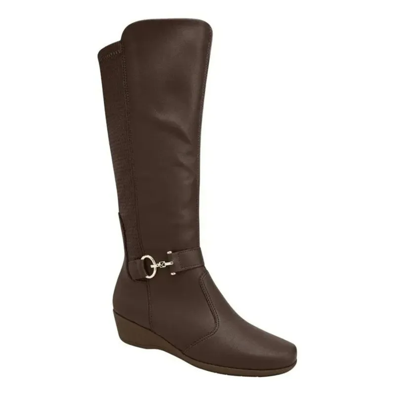 Bota Feminina Piccadilly Cano Longo Anabela Médio 36 / NP-STRETCH-SOFT-CACAU
