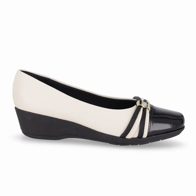 Sapatilha Ivone Anabela Off White com Preto 37
