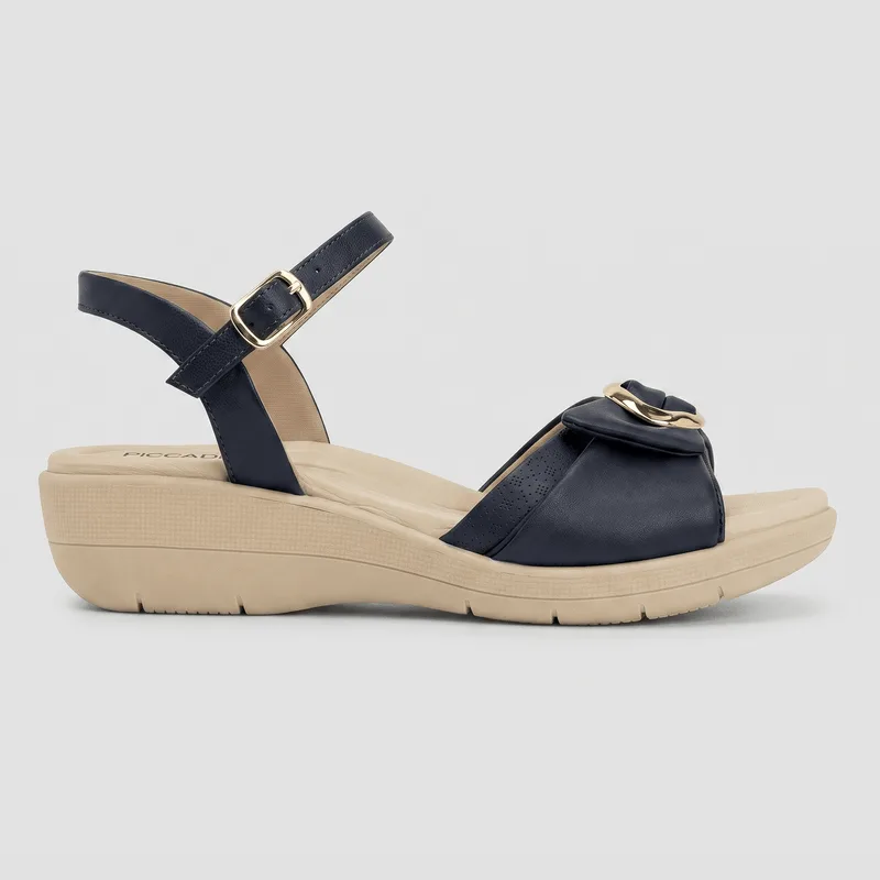 Sandália Fascite Salto Médio Navy 34