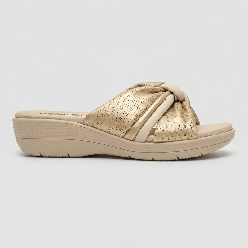Tamanco Fascite Salto Médio Ouro Com Off White 39