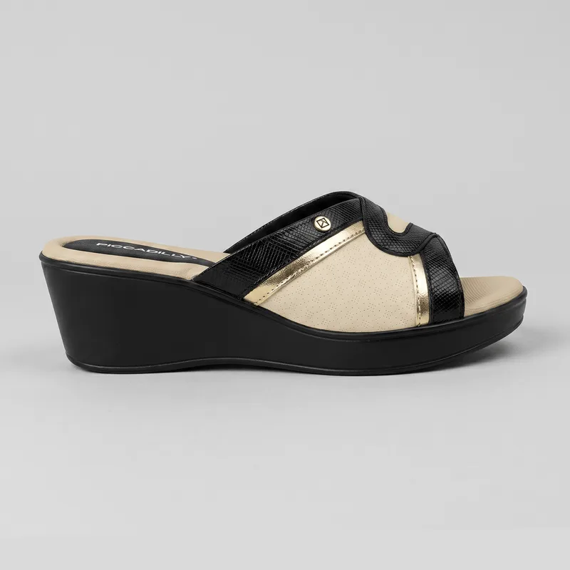 Tamanco Cecilia Anabela Off White com Preto 33