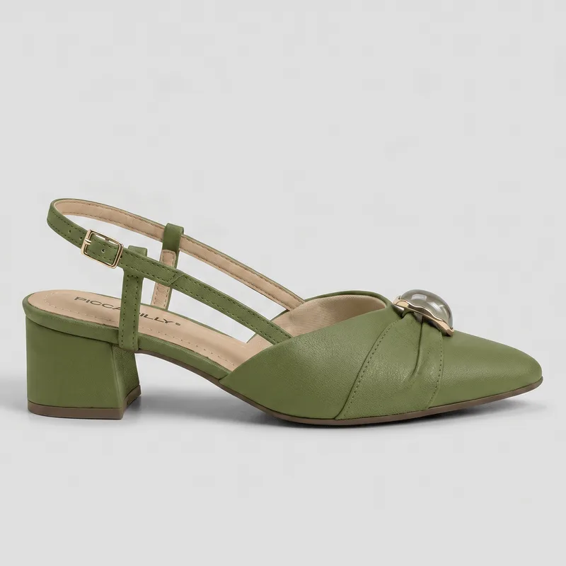 Slingback Taci Salto Médio Verde Oliva 37