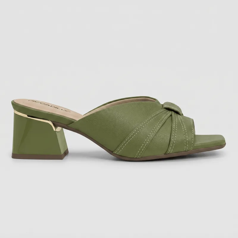 Tamanco Renee Salto Médio Verde Oliva 34
