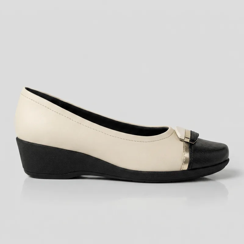 Sapatilha Ivone Anabela Off White com Preto 34