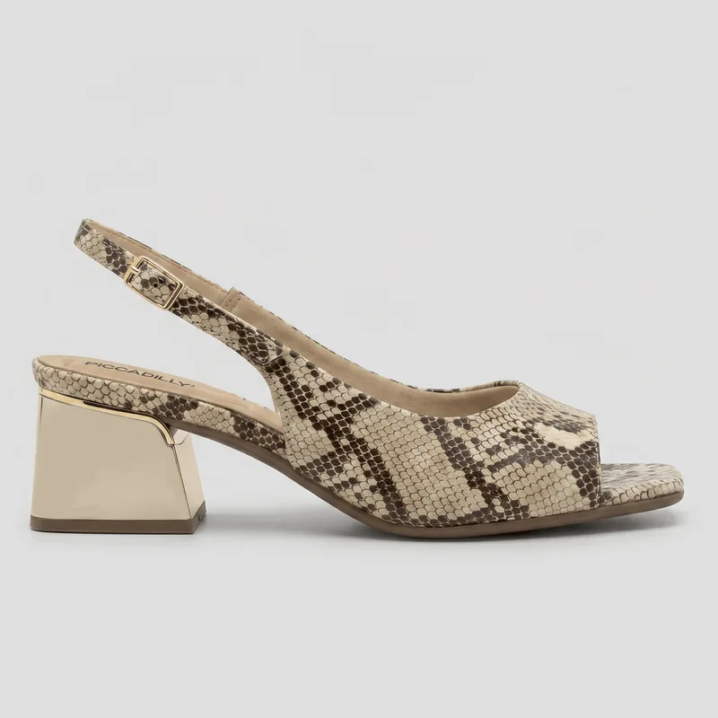 Slingback Peep Toe Renee Salto Médio Animal Print 37