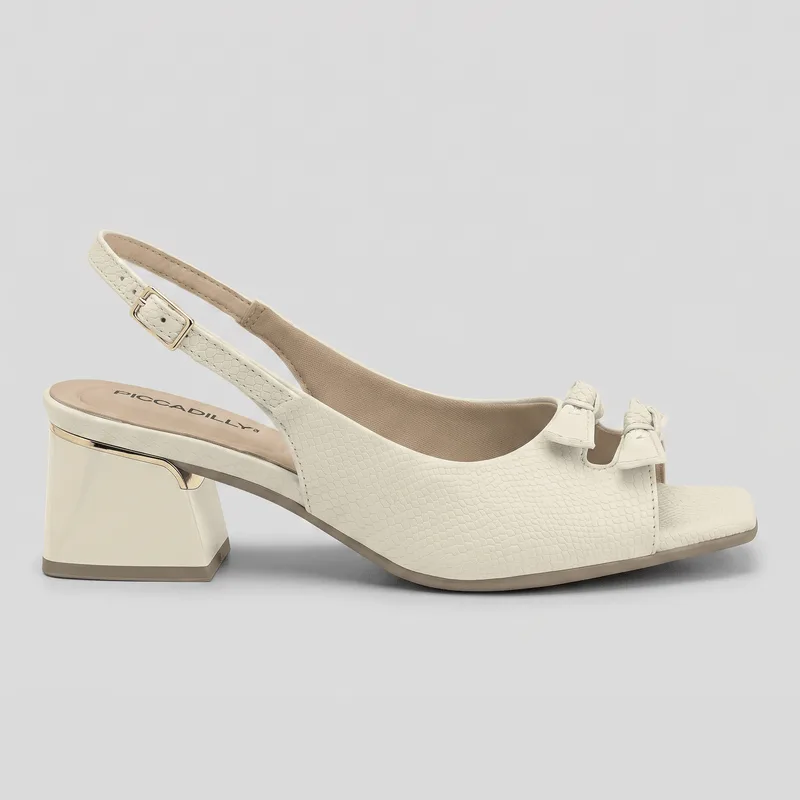 Slingback Peep Toe Renee Salto Médio Off White 34