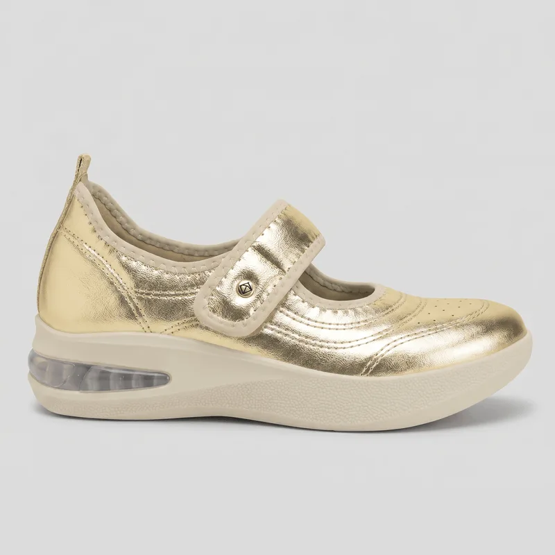 Tênis Boneca Soft Step Ouro com Marfim 40
