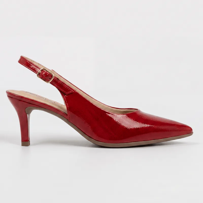 Slingback Salto Alto Carmim 41
