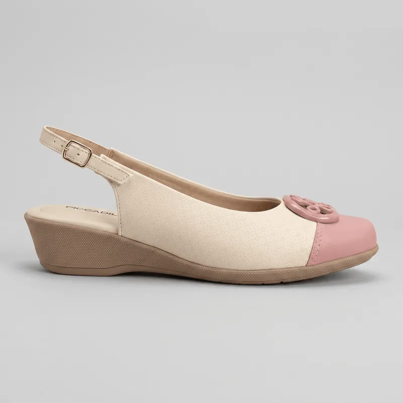 Slingback Ivone Anabela Off White com Blush 40