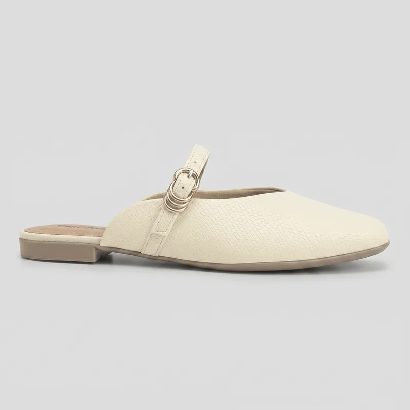 Mule Vanessa Salto Baixo Off White 38