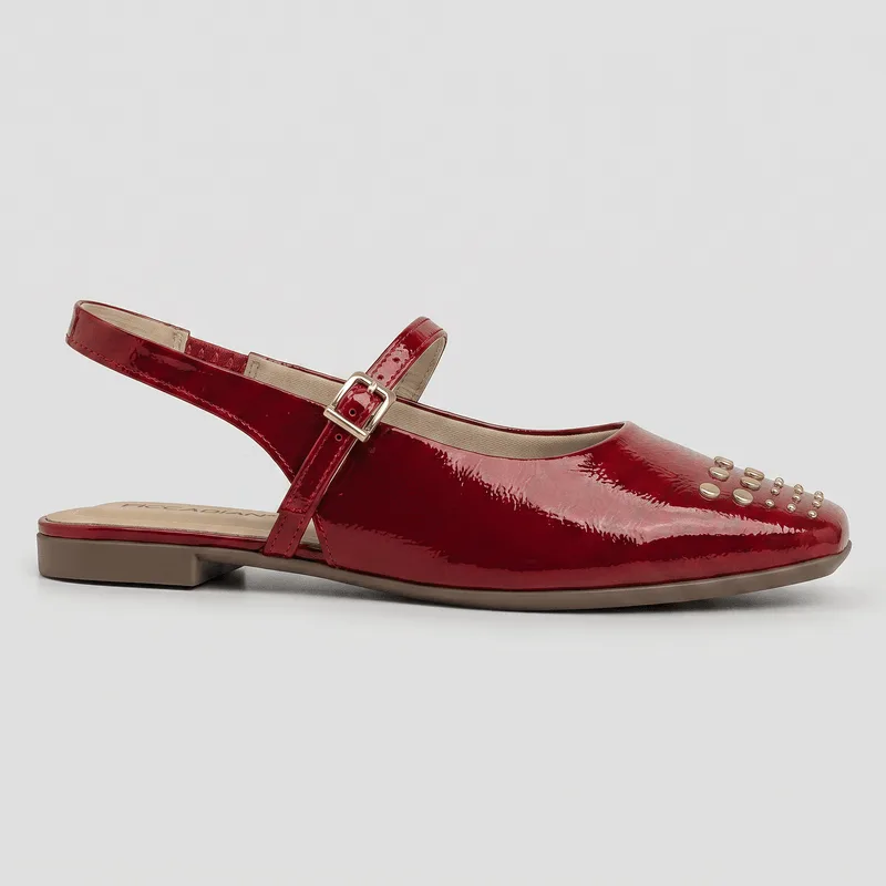 Slingback Vanessa Salto Baixo Carmim 33