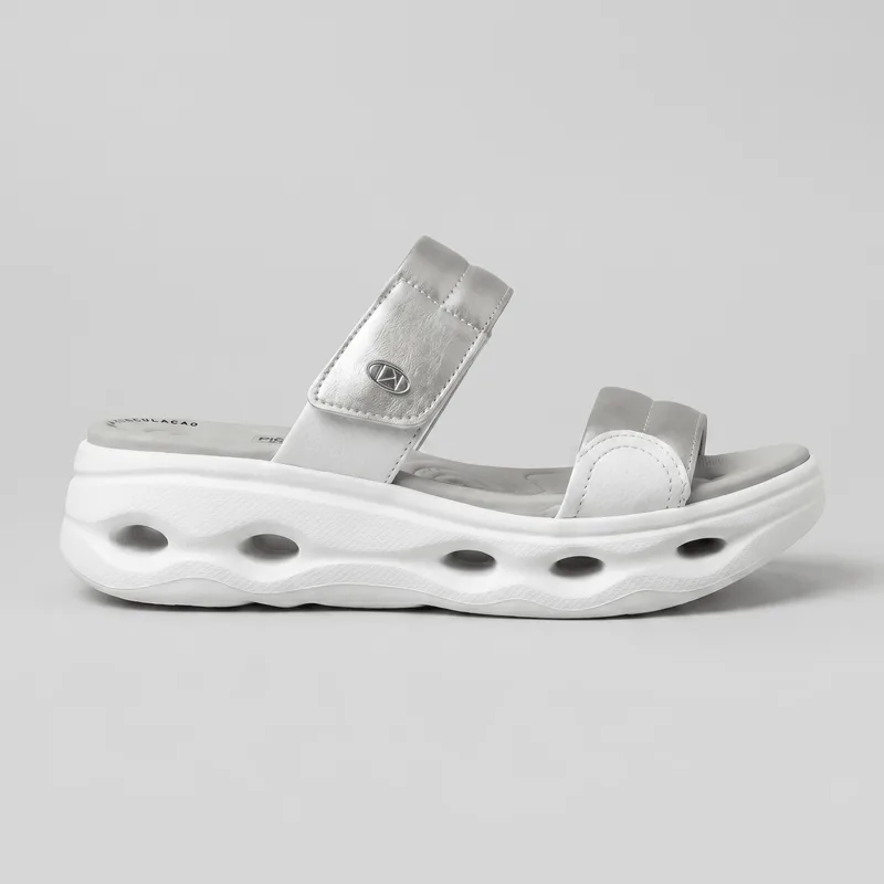 PICCADILLY MAXI TECH - Tamanco Salto Médio Prata com Branco 34