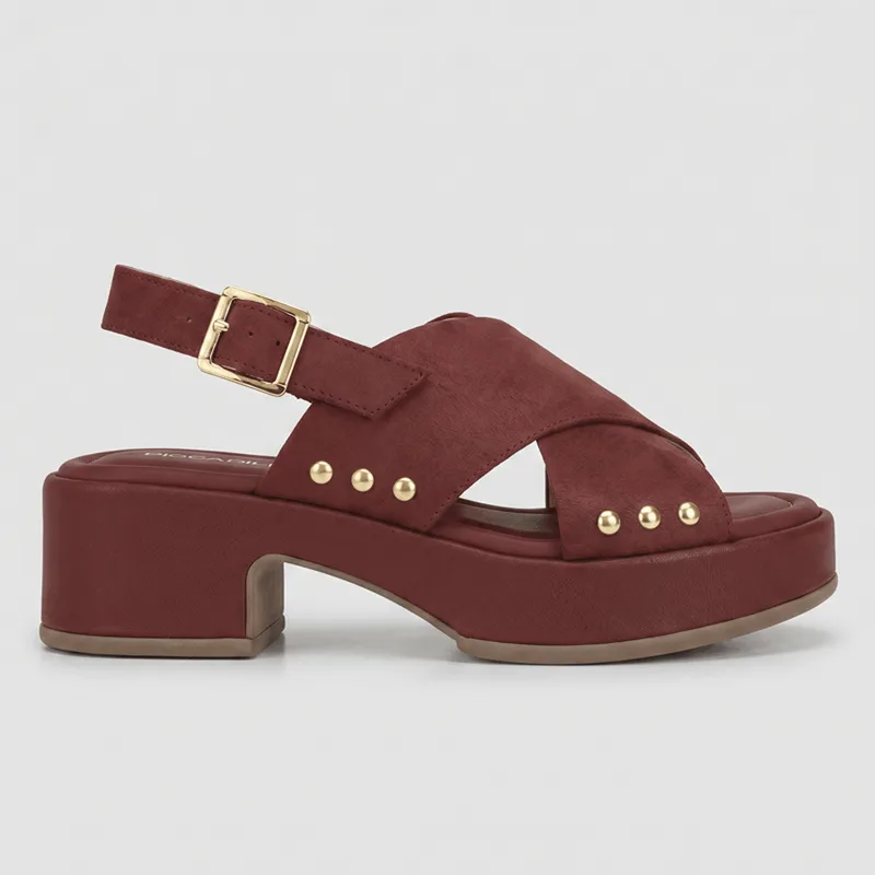 Sandália Gabriela Salto Médio Burgundy 34