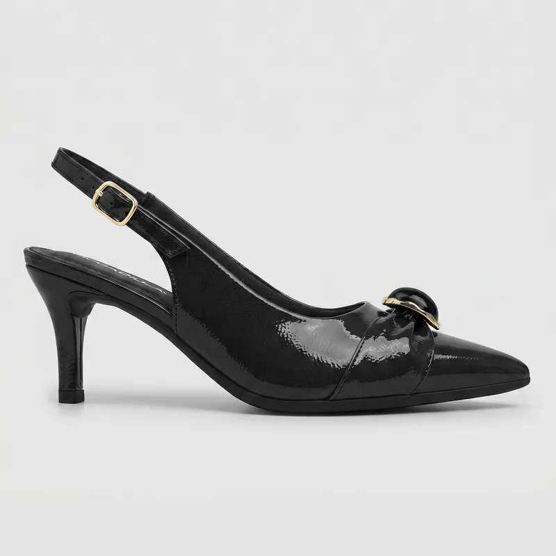 Slingback Salto Alto Preto 37