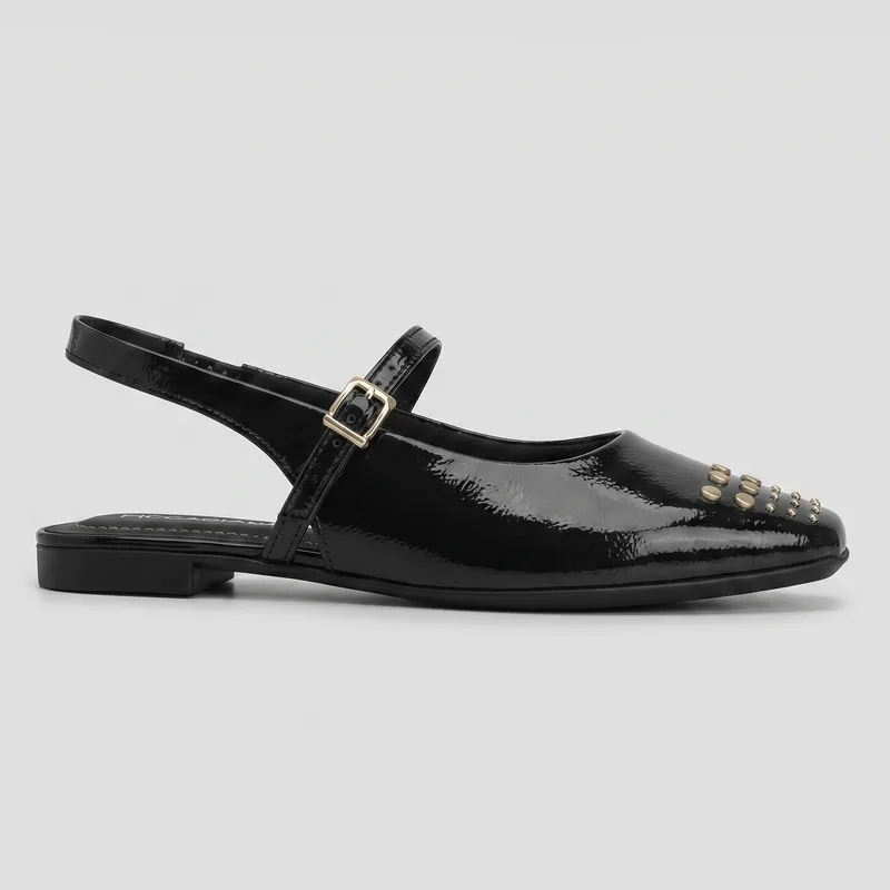 Slingback Vanessa Salto Baixo Preto 35