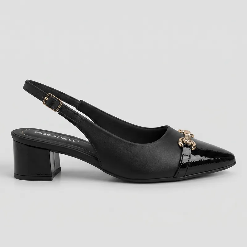 Slingback Taci Salto Médio Preto 36