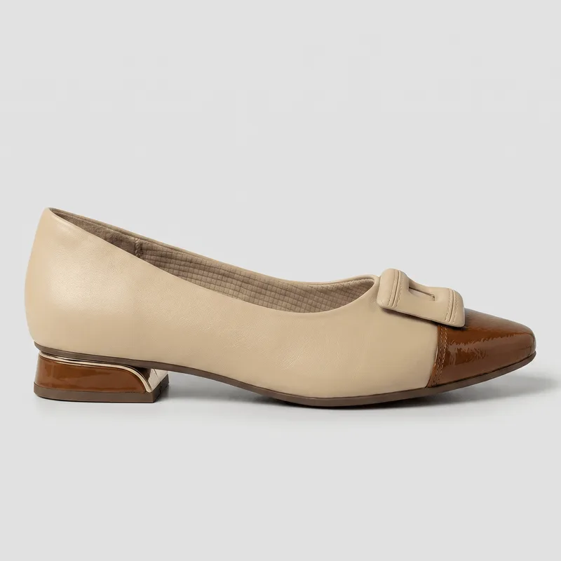 PICCADILLY MAXI - Sapato Silvia Salto Baixo Brule com Ocre 39