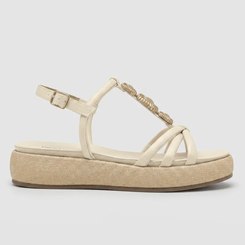 Sandália Sol Salto Médio Off White 40