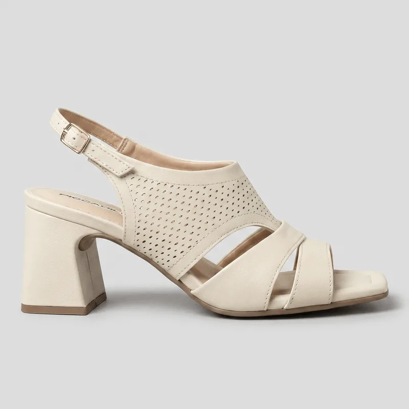 Sandália Flavia Salto Alto Off White 38
