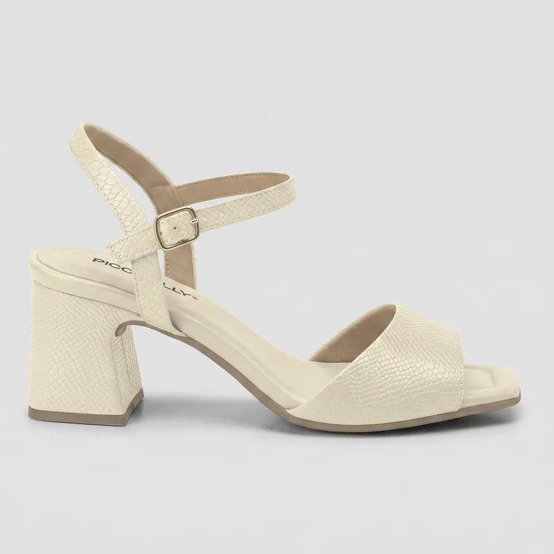 Sandália Flavia Salto Alto Off White 33