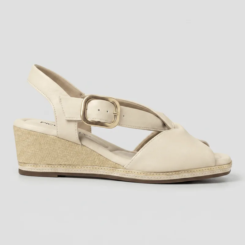 Sandália Daila Anabela Off White Fivela 33