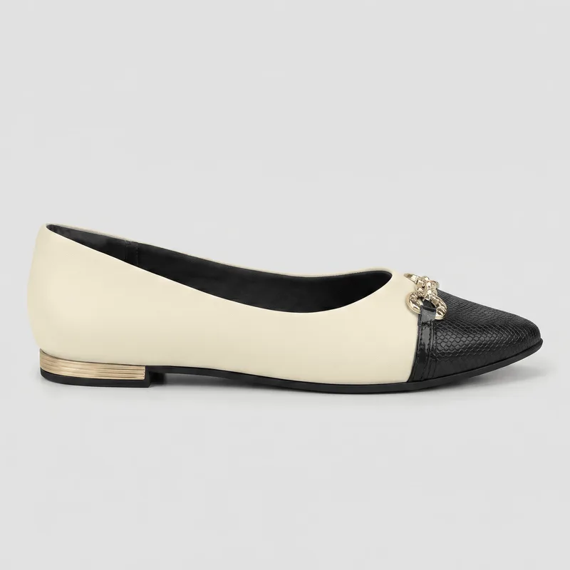 Sapatilha Ana Off White com Preto 36