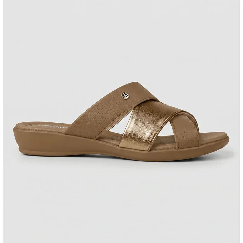 Tamanco Camila Salto Baixo Ouro Velho com Mascavo 36