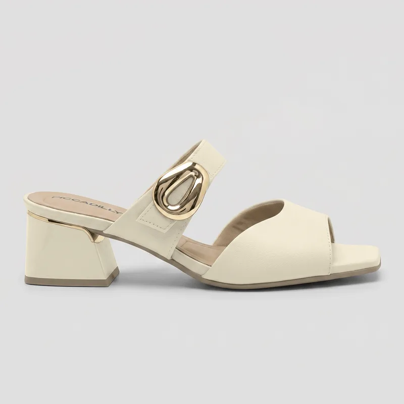 Tamanco Renee Salto Médio Off White 37
