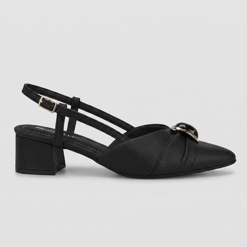 Slingback Taci Salto Médio Preto 36