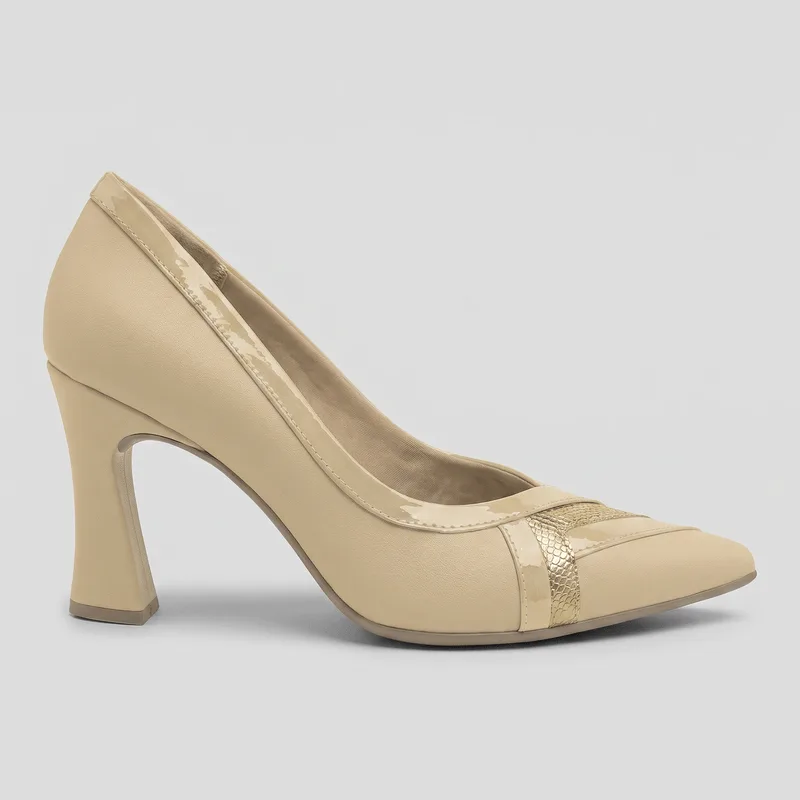 Scarpin Silvana Salto Alto Brule com Ouro 33