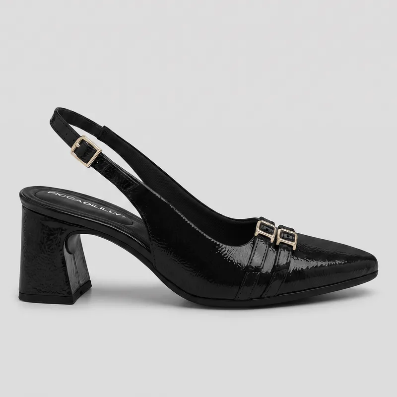 Slingback Irene Salto Alto Preto 40