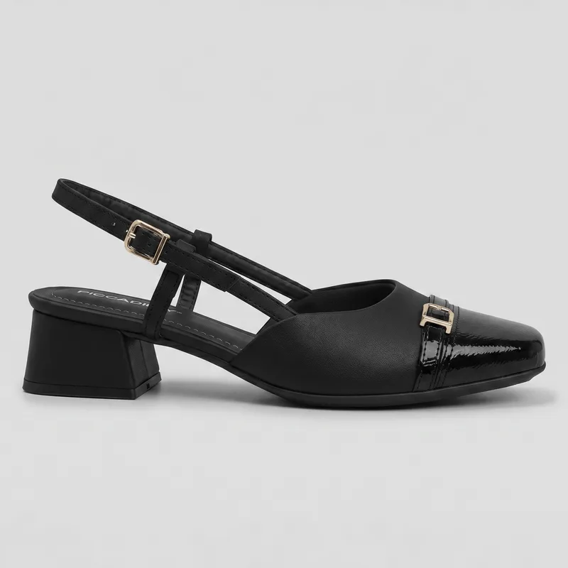 Slingback Tati Salto Médio Preto 33