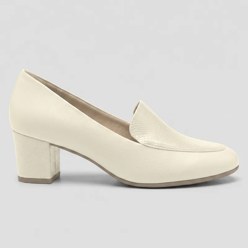Loafer Laura Salto Médio Off White 41